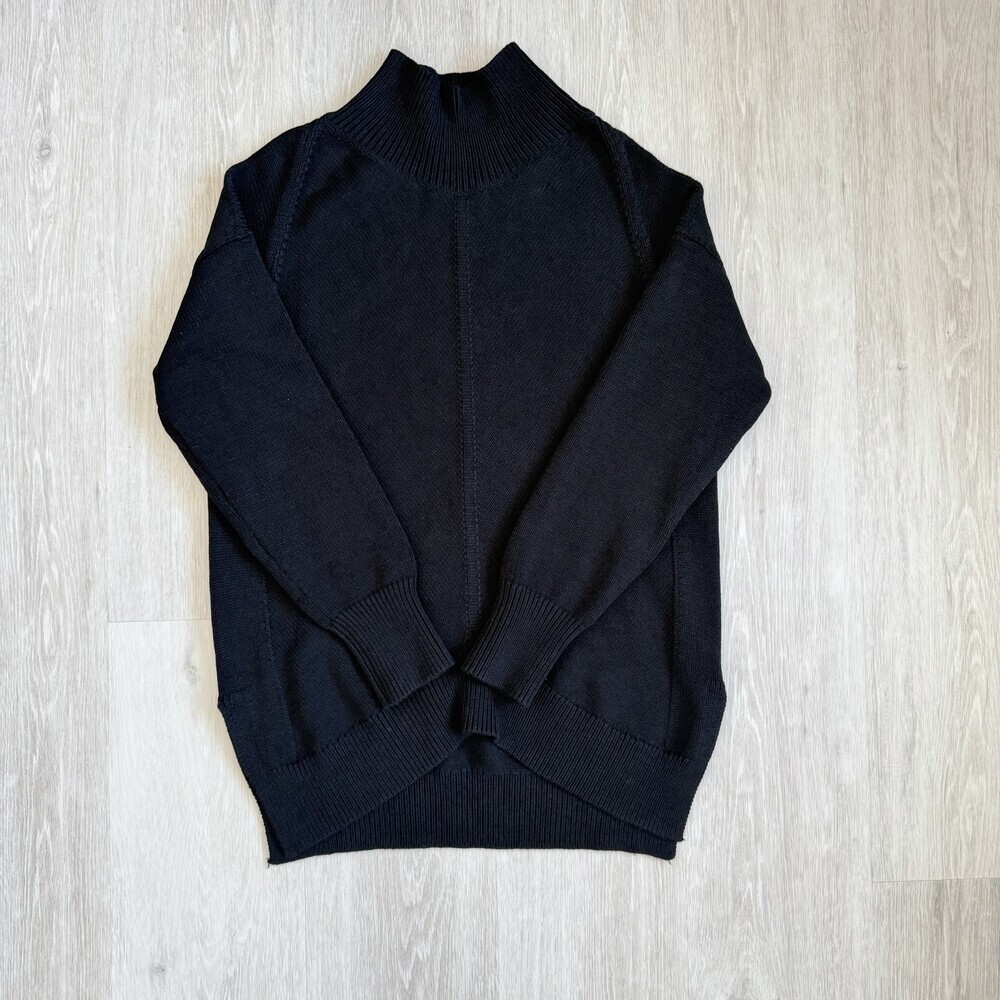 Maeve by Anthropologie Sweater Mock Neck OS Textured Knit Tunic Black Women XS